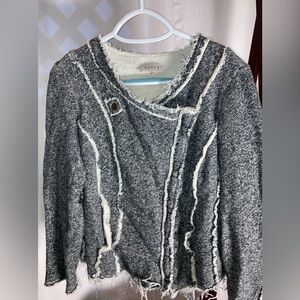Renvy size S modern frayed zip front cardigan